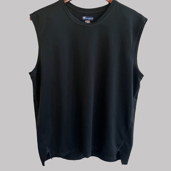 Champion Tank Top Mens Large Black Moisture Wicking Sleeveless Embroidered logo‎ - Picture 1 of 9